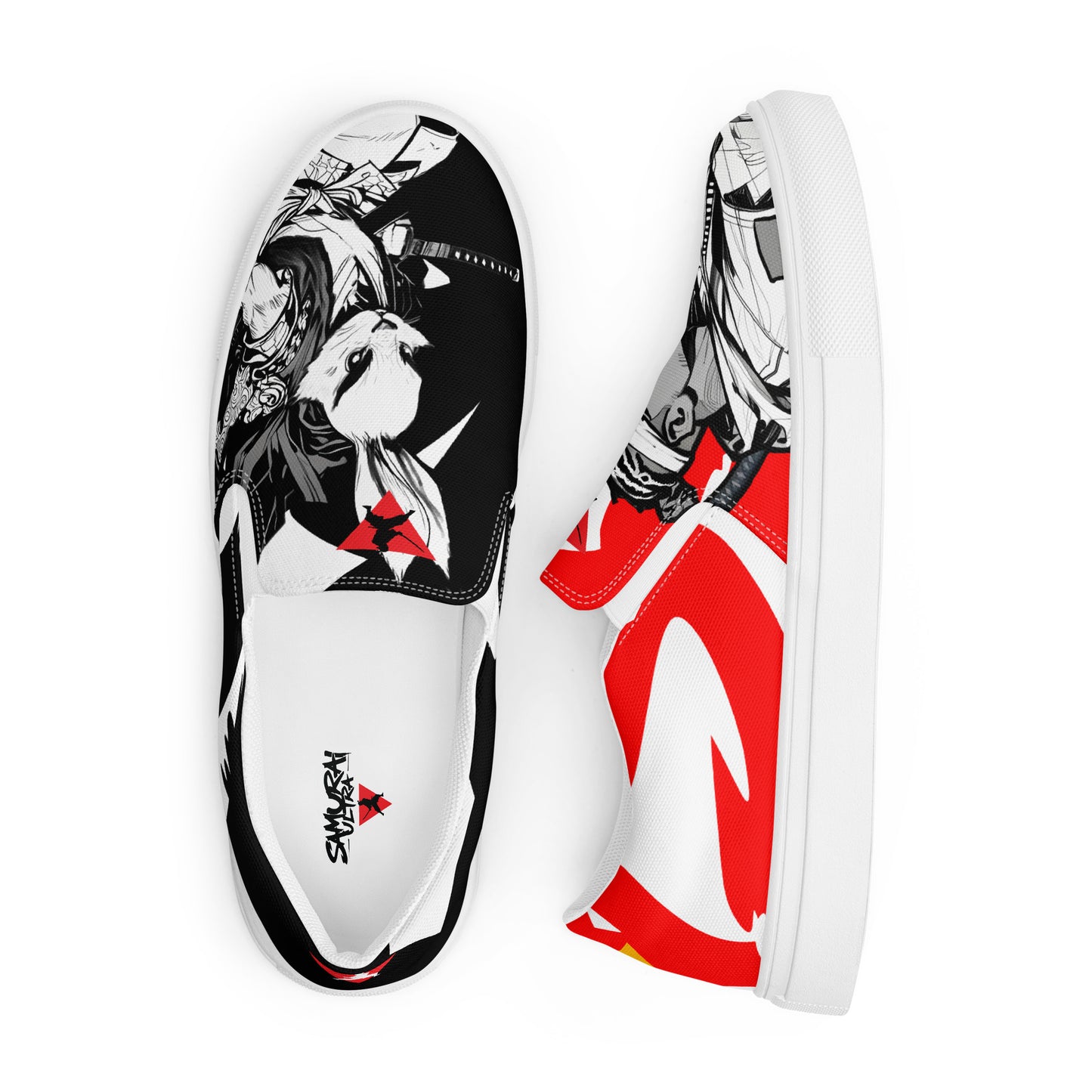 Red and black greyscale | Men’s slip-on canvas shoes
