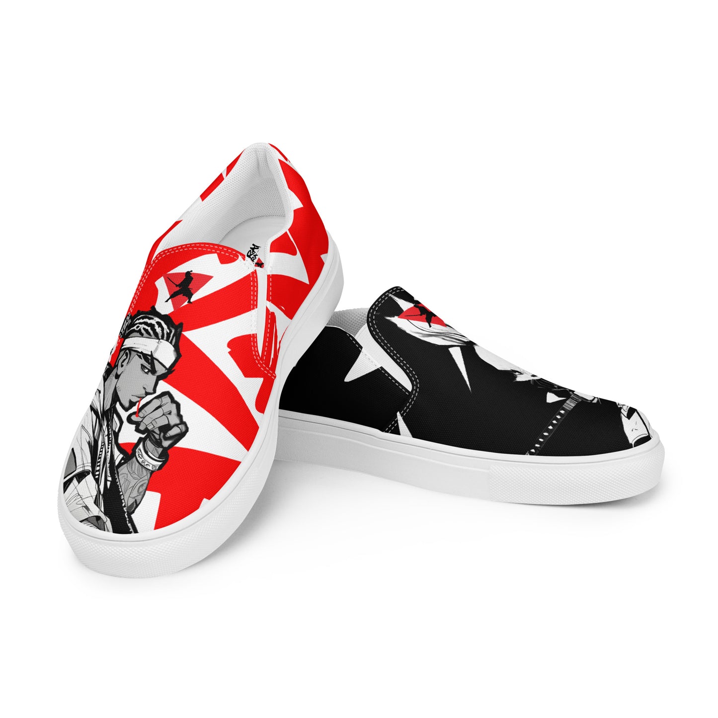 Red and black greyscale | Men’s slip-on canvas shoes