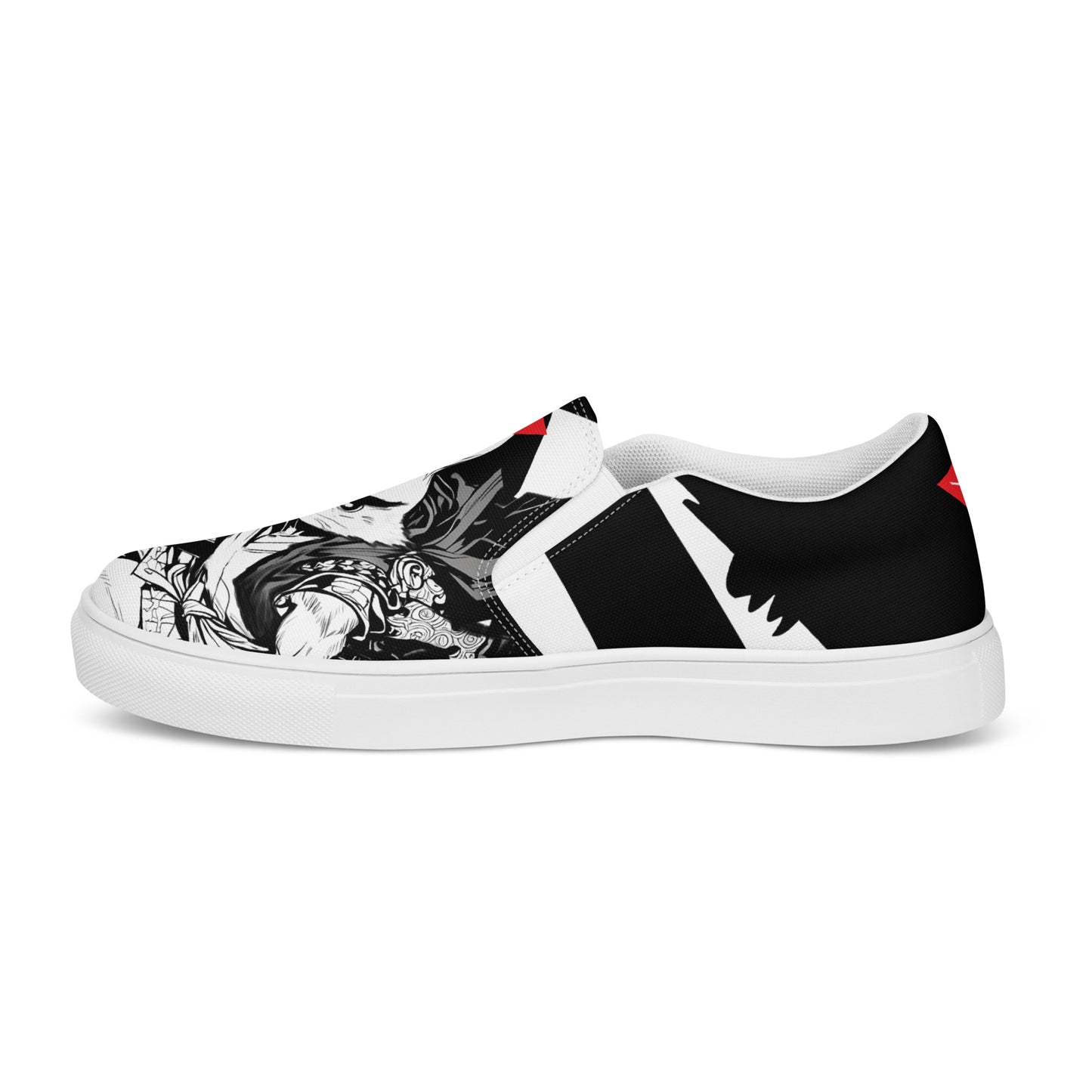 Red and black greyscale | Men’s slip-on canvas shoes