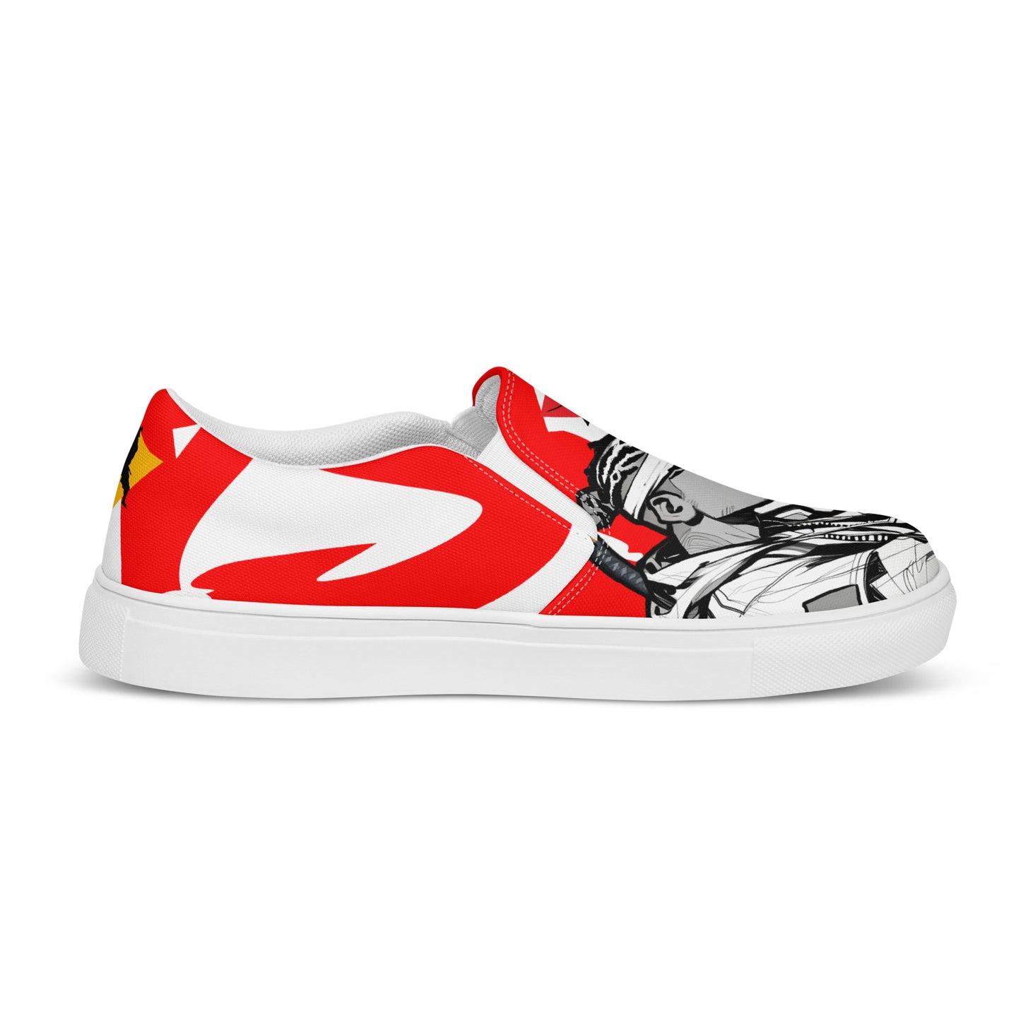 Red and black greyscale | Men’s slip-on canvas shoes
