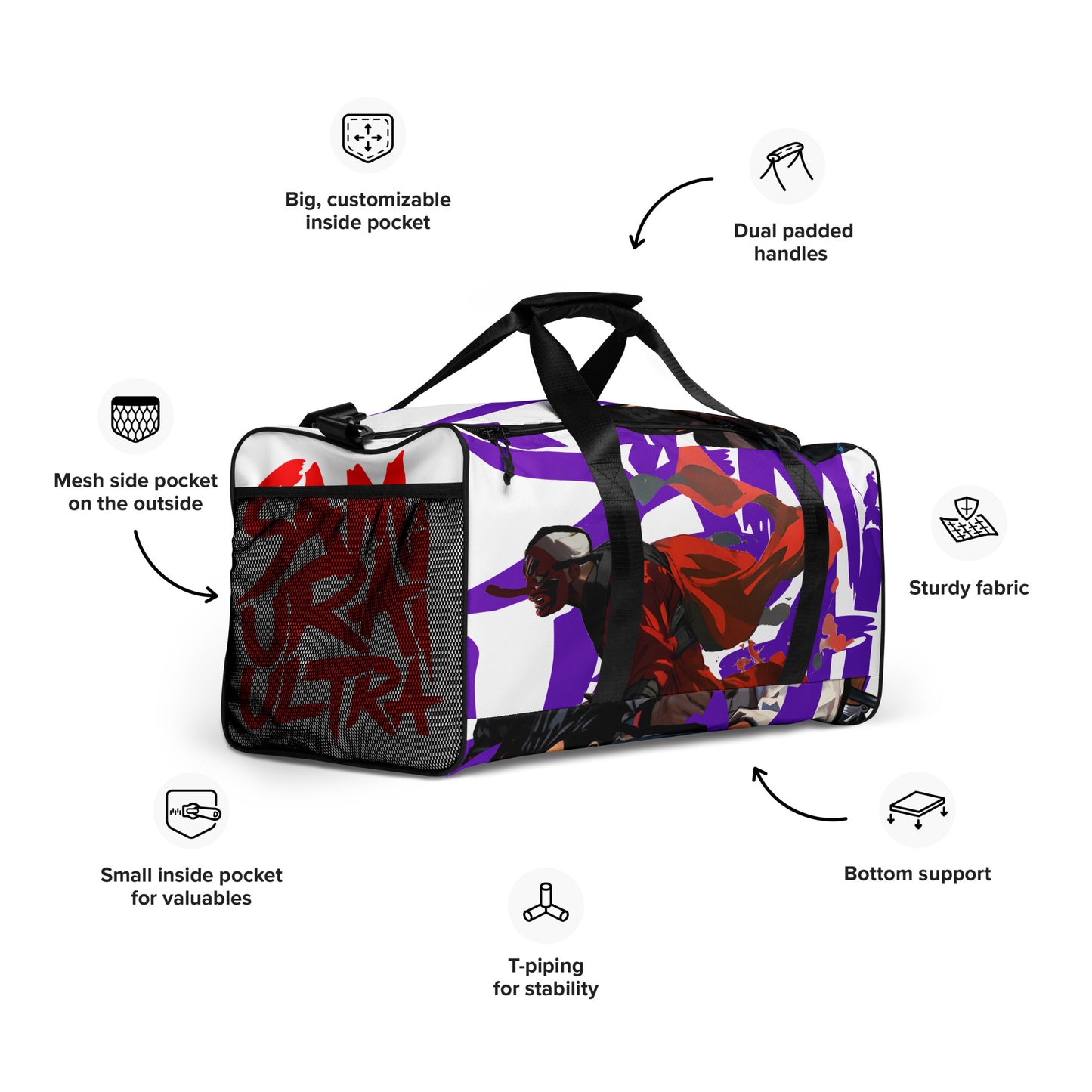 Purple Uno Kick Ass Duffle bag