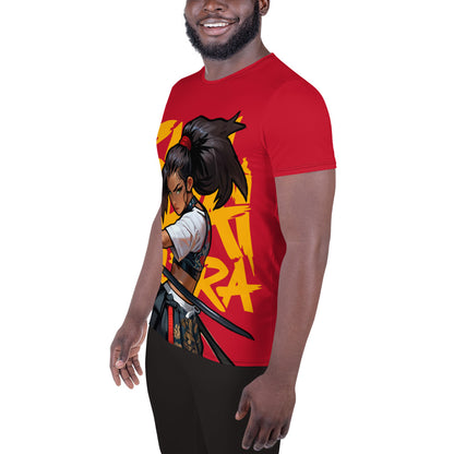 Princess Blade - Red BG - All-Over Print Men's Athletic T-shirt