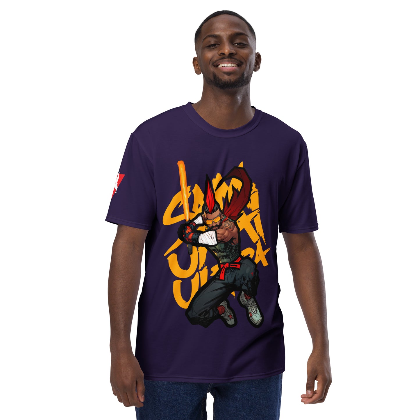 Mohawk FireSaber - Purple BG - Premium Print - Men's t-shirt