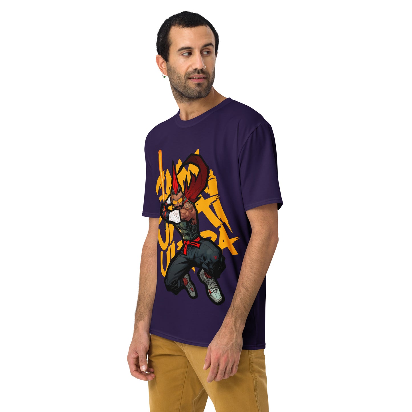 Mohawk FireSaber - Purple BG - Premium Print - Men's t-shirt