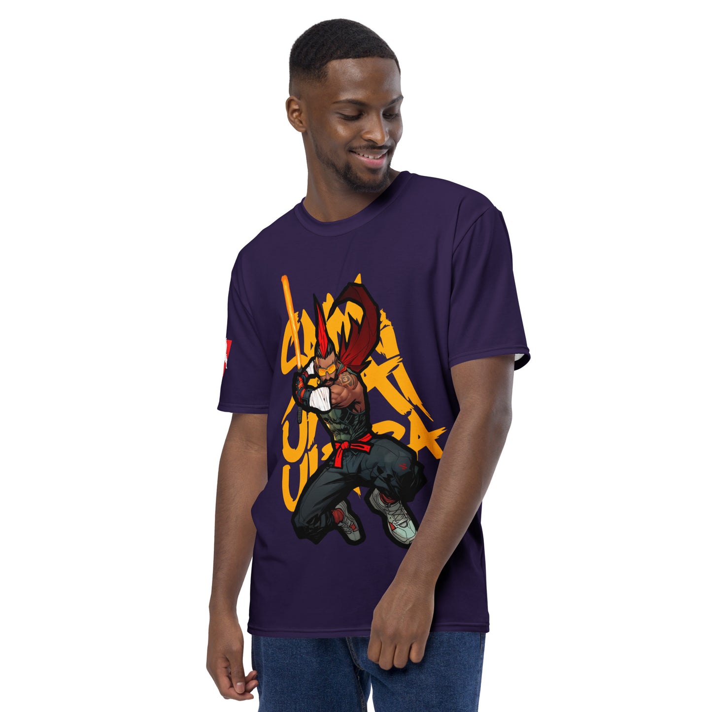 Mohawk FireSaber - Purple BG - Premium Print - Men's t-shirt