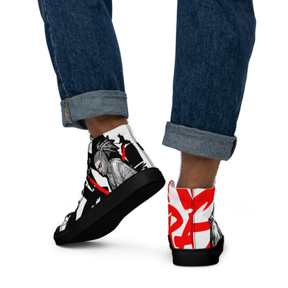 Red & black greyscale twins | Men’s high top canvas shoes