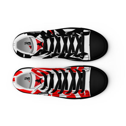 Red & black greyscale twins | Men’s high top canvas shoes