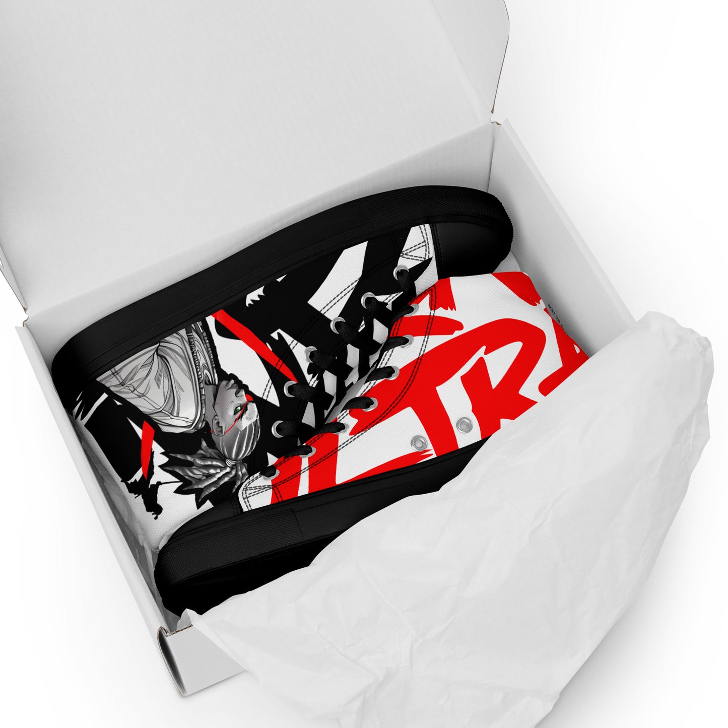 Red & black greyscale twins | Men’s high top canvas shoes