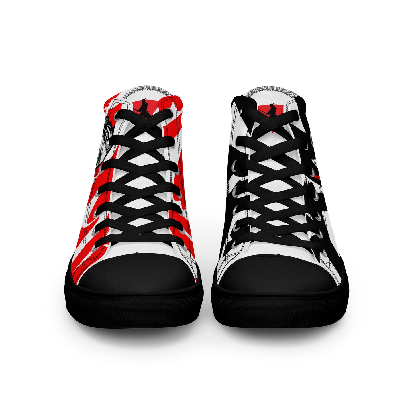 Red & black greyscale twins | Men’s high top canvas shoes