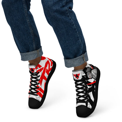 Red & black greyscale twins | Men’s high top canvas shoes