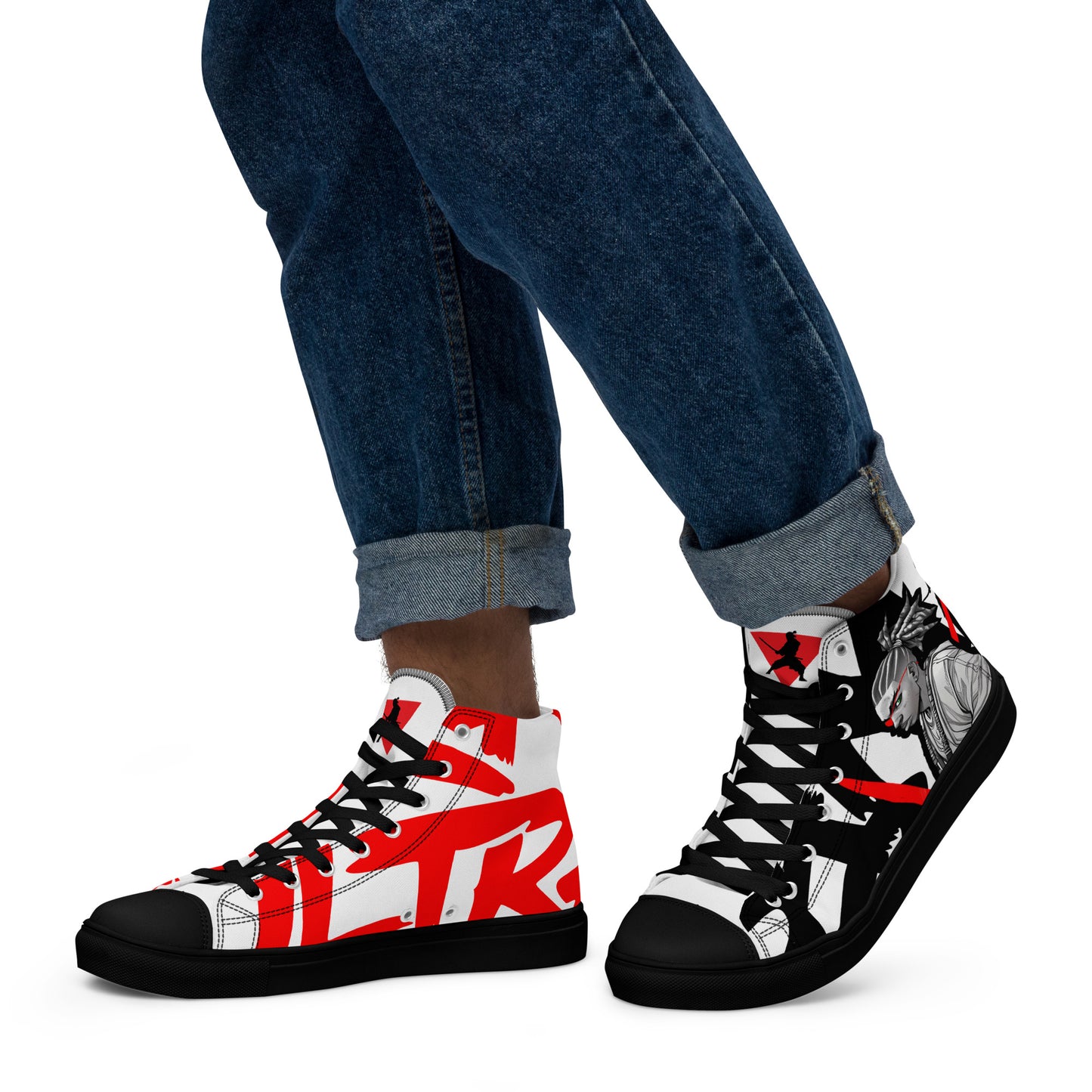 Red & black greyscale twins | Men’s high top canvas shoes