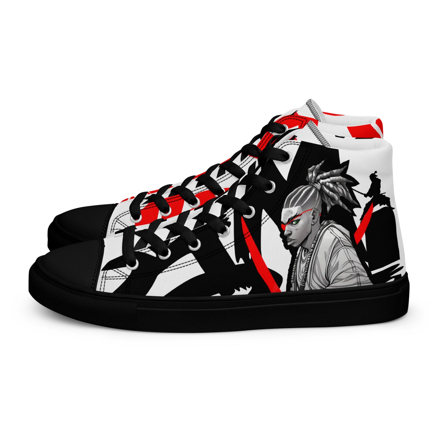 Red & black greyscale twins | Men’s high top canvas shoes