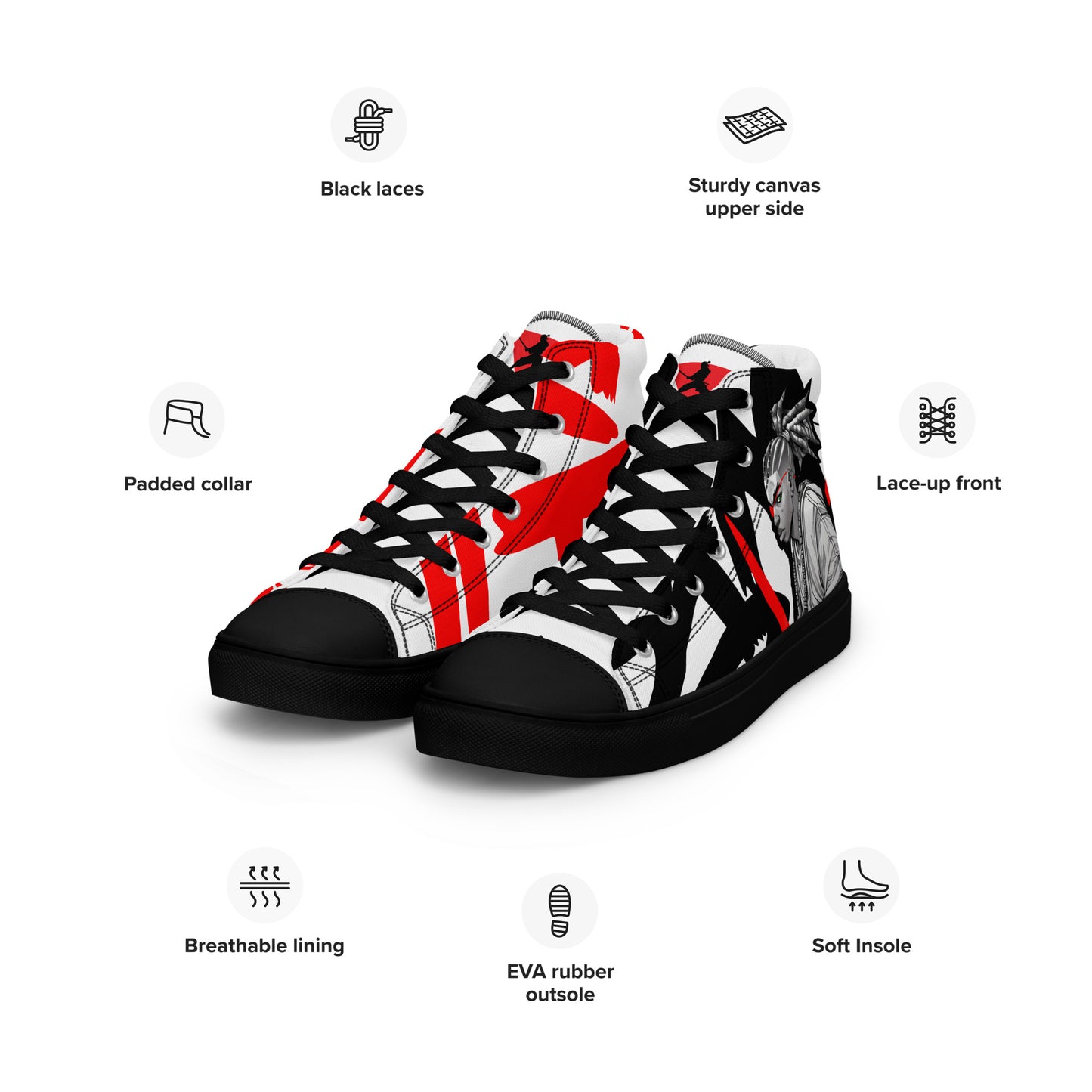 Red & black greyscale twins | Men’s high top canvas shoes