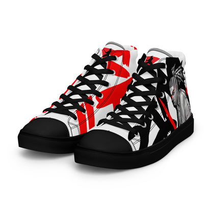 Red & black greyscale twins | Men’s high top canvas shoes