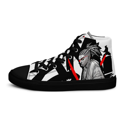 Red & black greyscale twins | Men’s high top canvas shoes