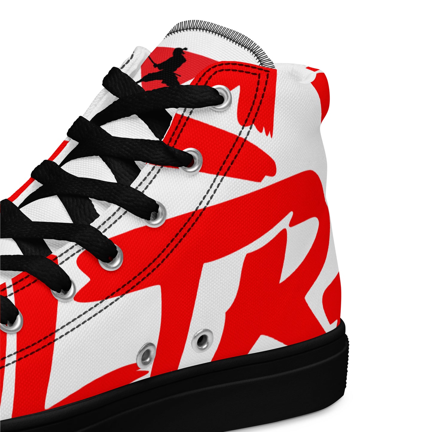 Red & black greyscale twins | Men’s high top canvas shoes