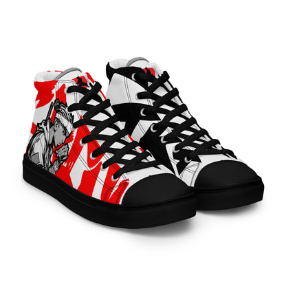 Red & black greyscale twins | Men’s high top canvas shoes