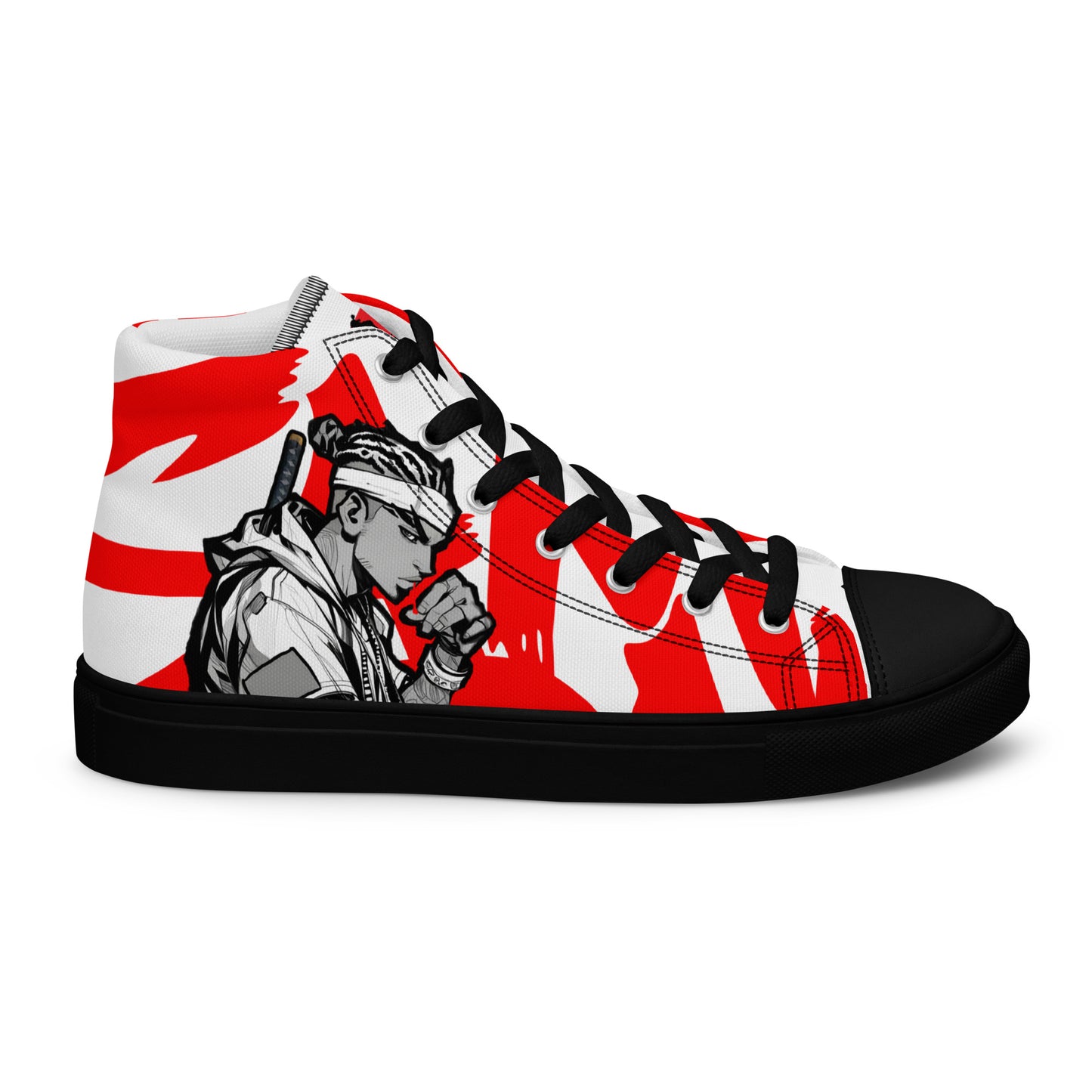 Red & black greyscale twins | Men’s high top canvas shoes