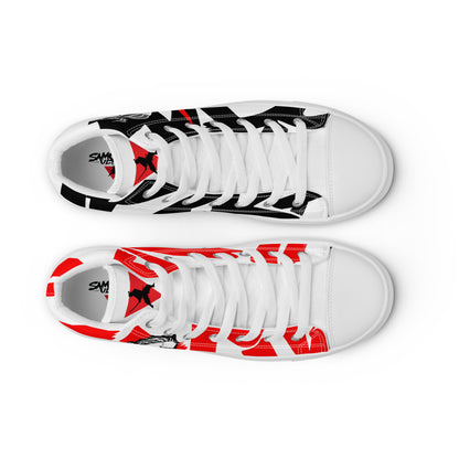 Red & black greyscale twins | Men’s high top canvas shoes