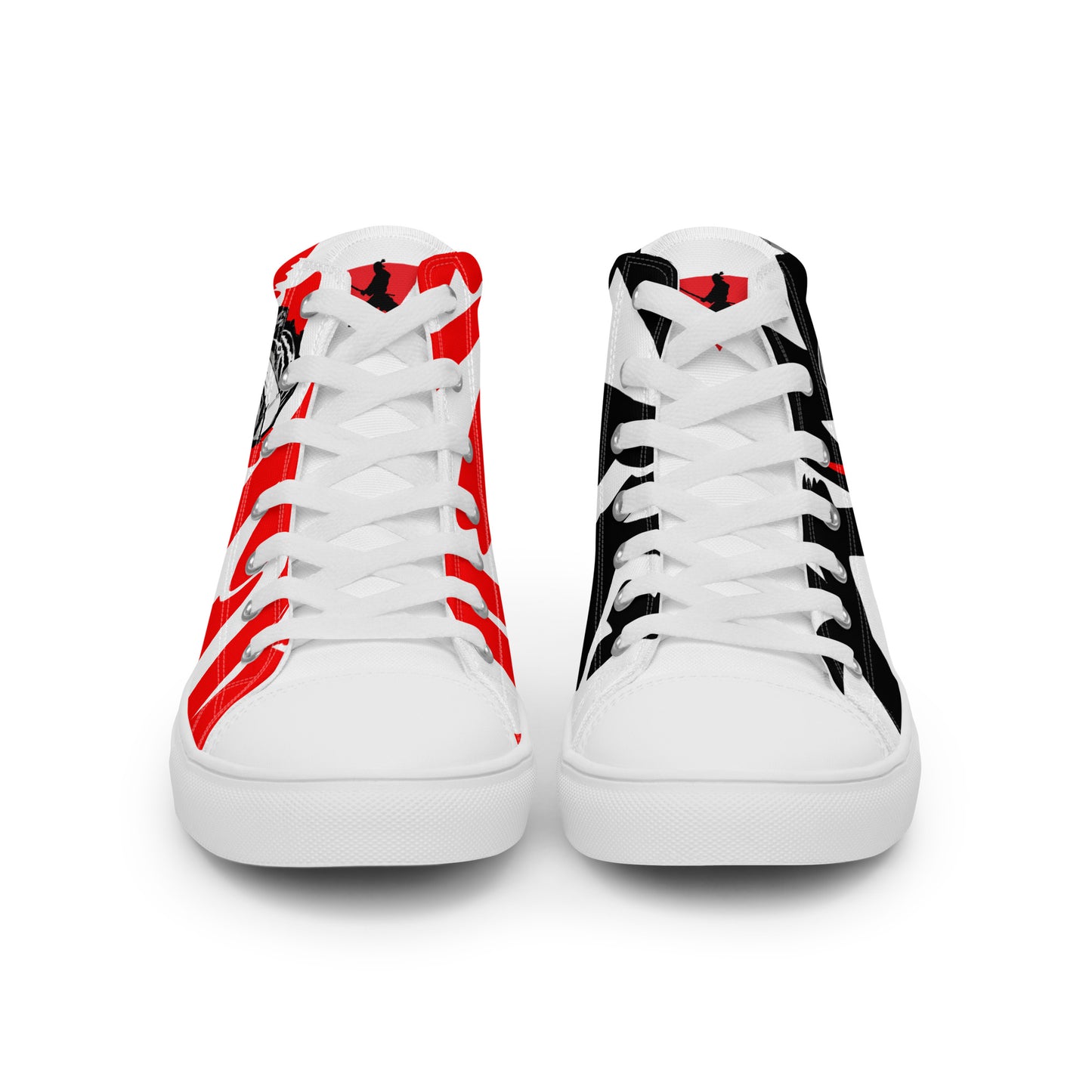 Red & black greyscale twins | Men’s high top canvas shoes