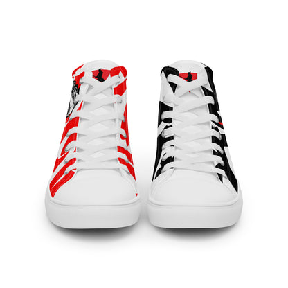 Red & black greyscale twins | Men’s high top canvas shoes