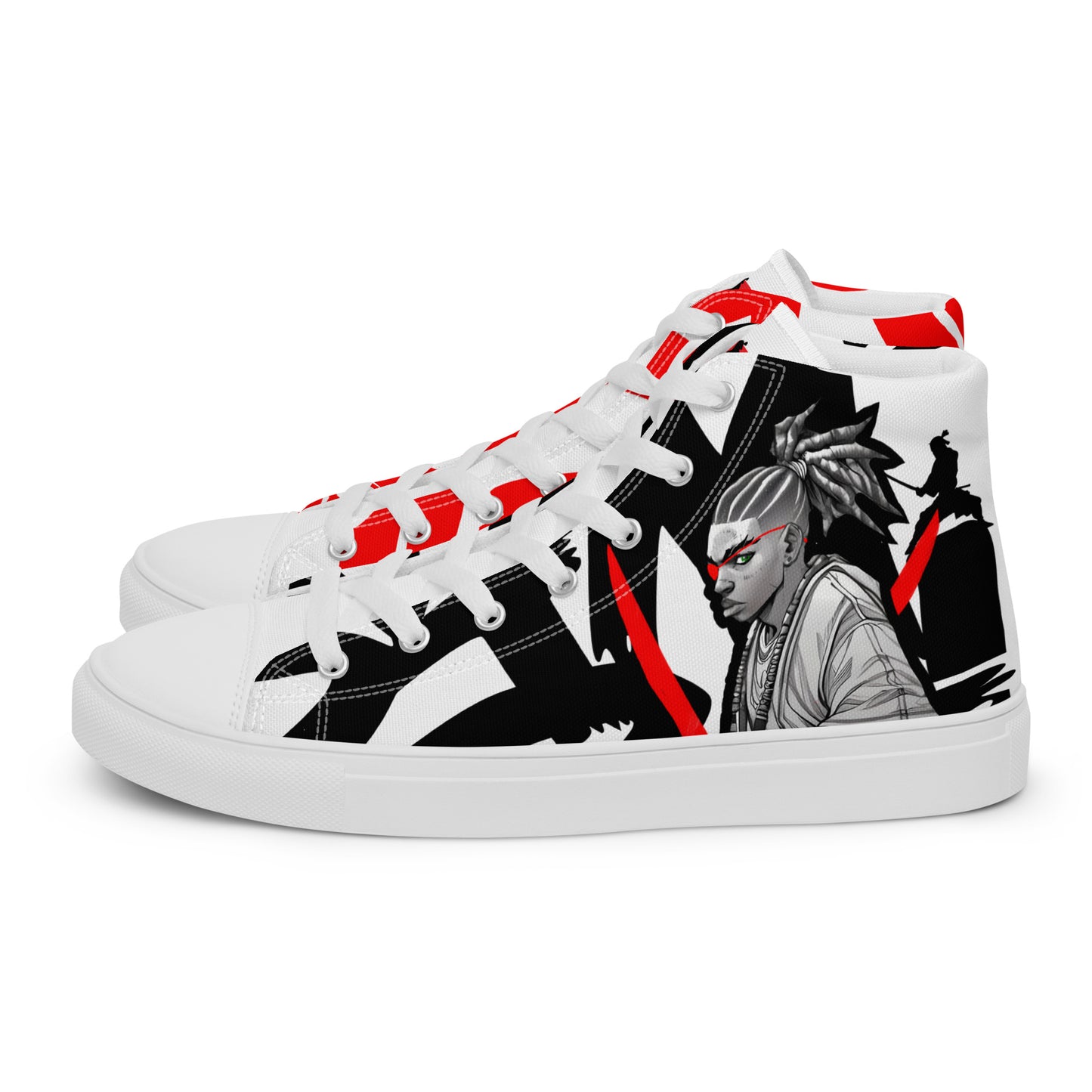 Red & black greyscale twins | Men’s high top canvas shoes