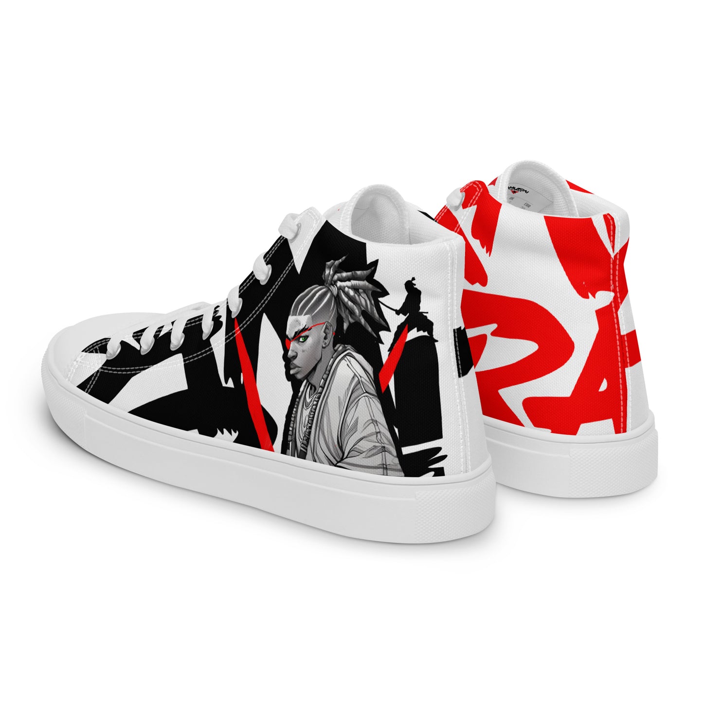 Red & black greyscale twins | Men’s high top canvas shoes