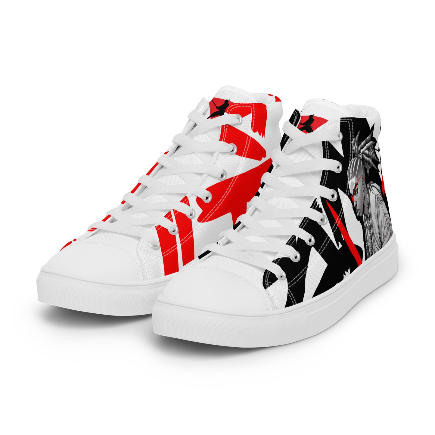 Red & black greyscale twins | Men’s high top canvas shoes