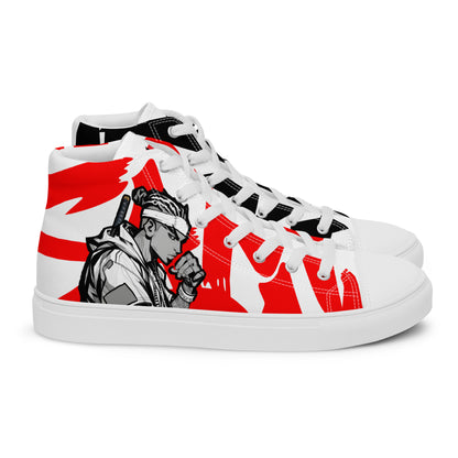 Red & black greyscale twins | Men’s high top canvas shoes