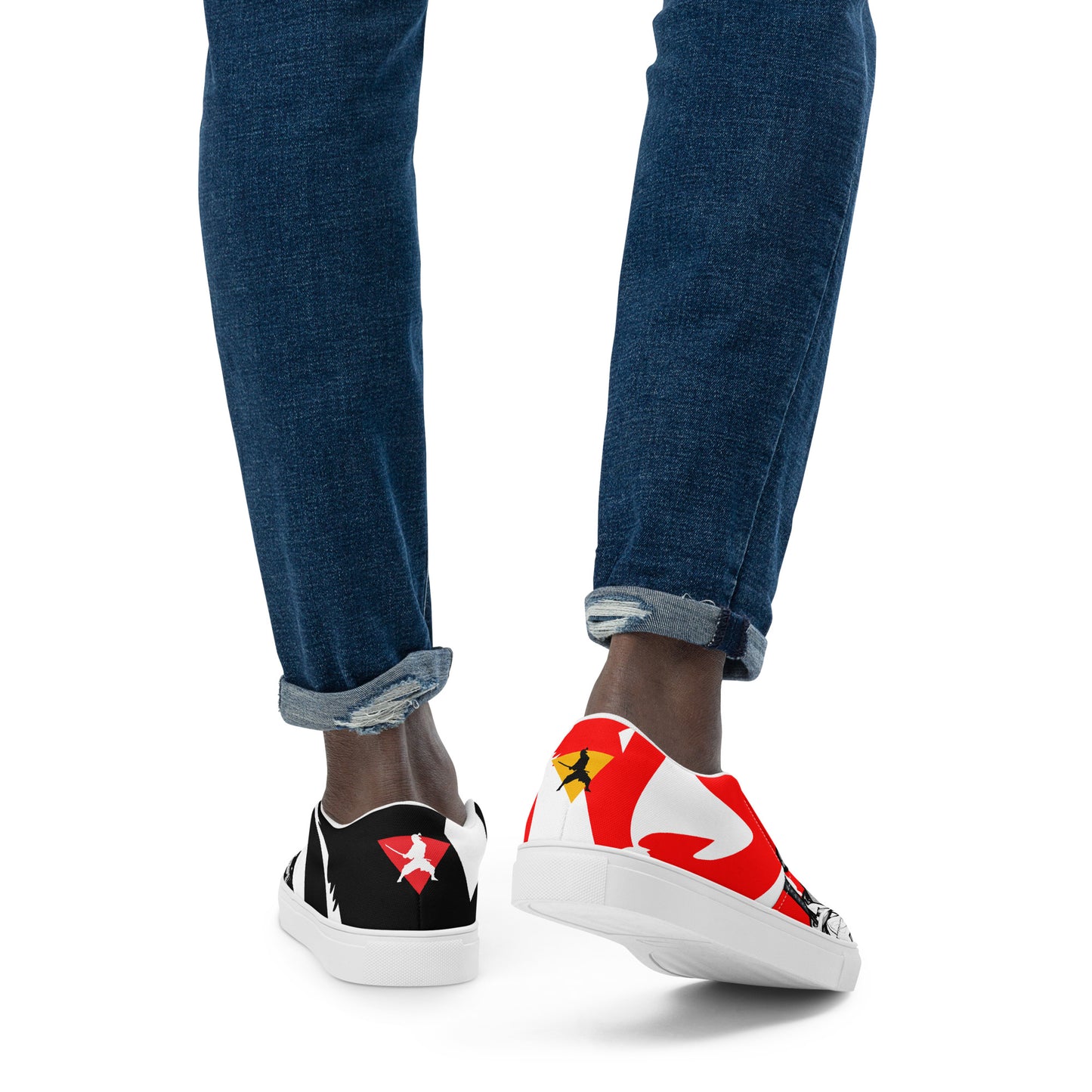 Red and black greyscale | Men’s slip-on canvas shoes