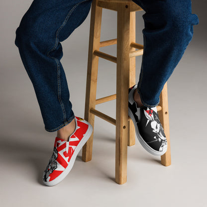 Red and black greyscale | Men’s slip-on canvas shoes