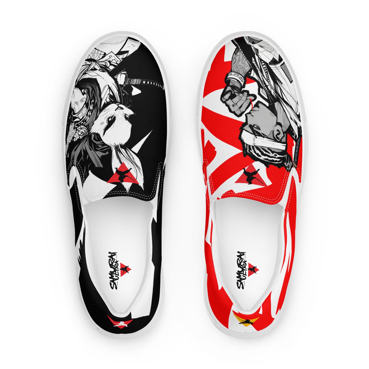 Red and black greyscale | Men’s slip-on canvas shoes