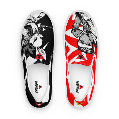 Red and black greyscale | Men’s slip-on canvas shoes