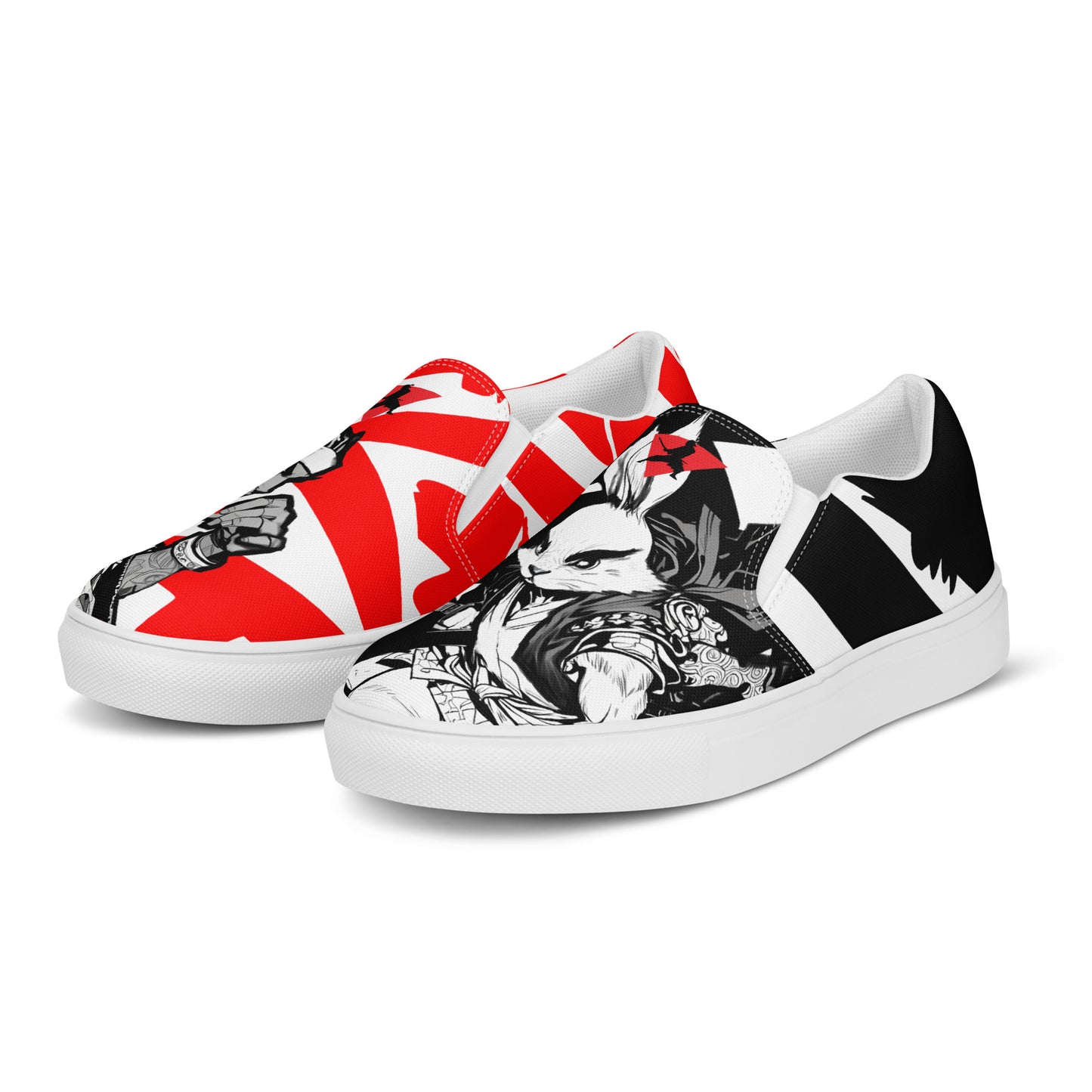 Red and black greyscale | Men’s slip-on canvas shoes