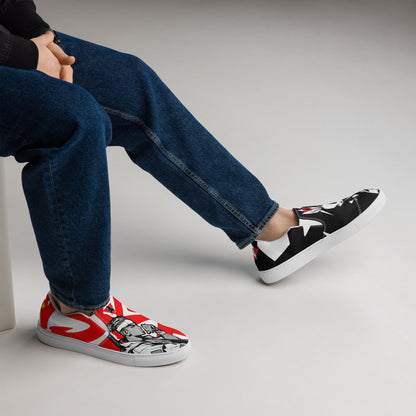 Red and black greyscale | Men’s slip-on canvas shoes