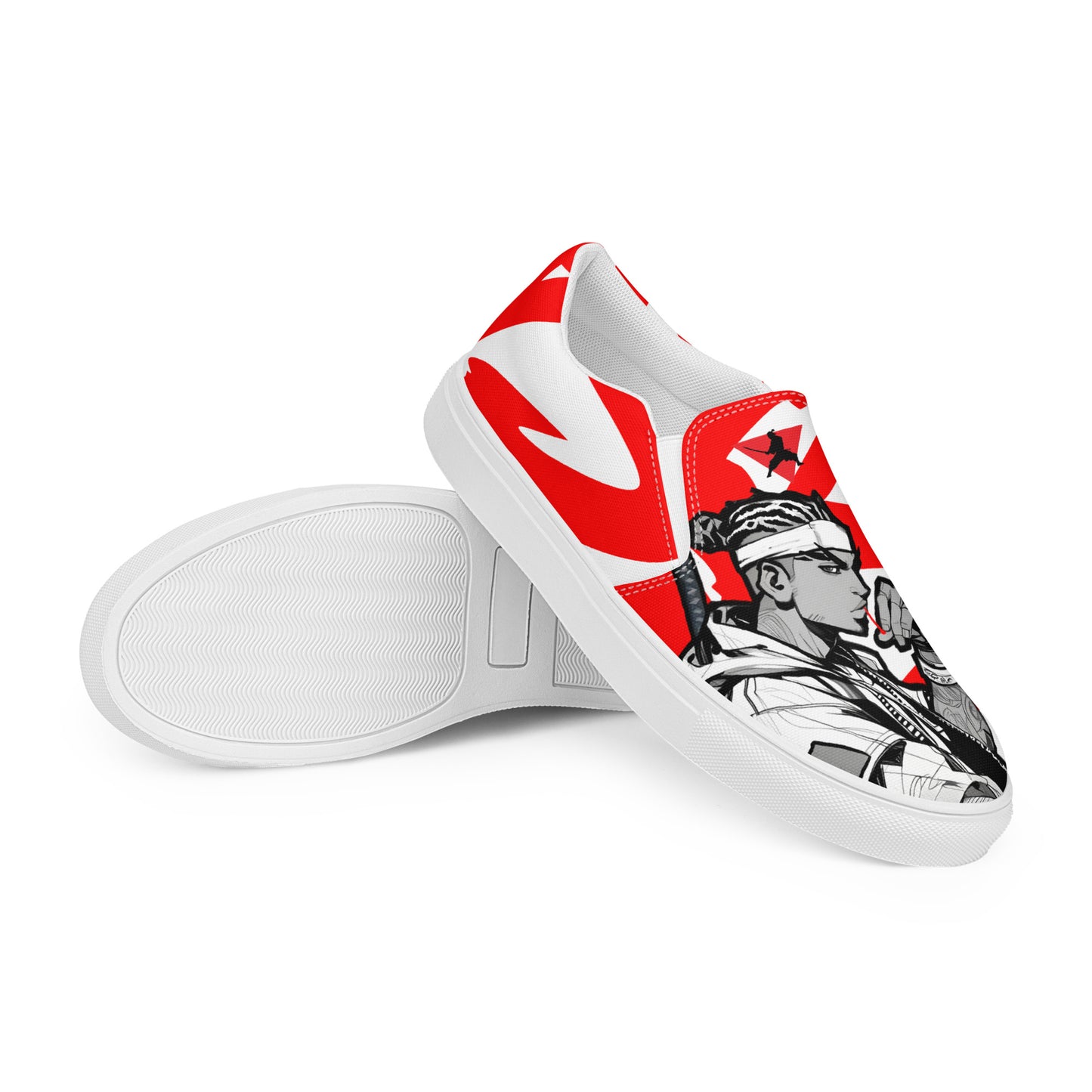 Red and black greyscale | Men’s slip-on canvas shoes