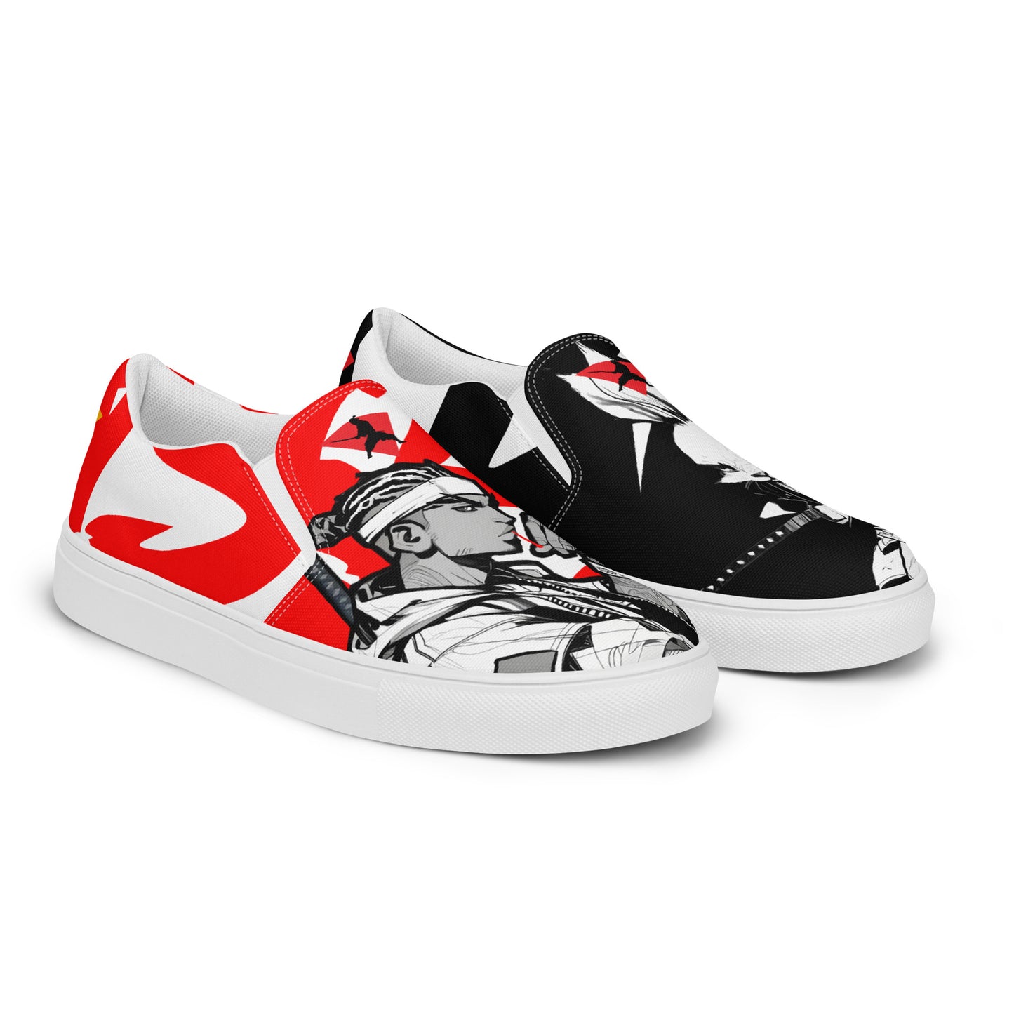 Red and black greyscale | Men’s slip-on canvas shoes