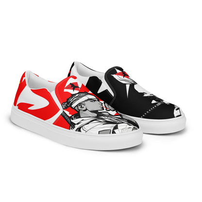 Red and black greyscale | Men’s slip-on canvas shoes